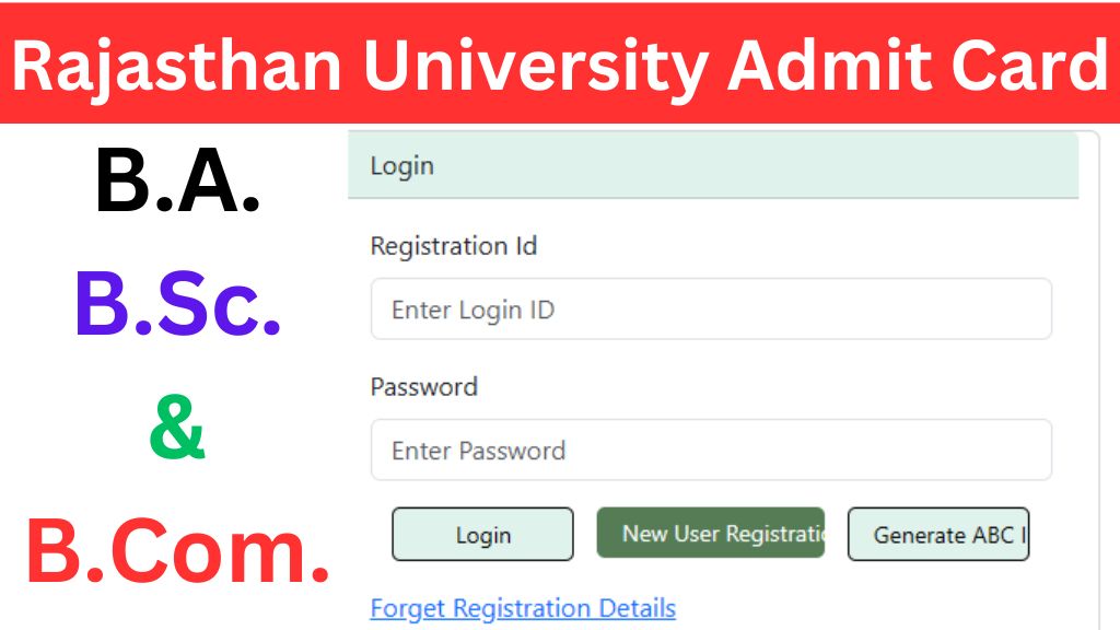 Rajasthan University BA BSc Admit Card