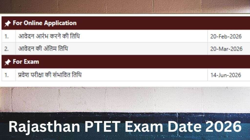 Rajasthan PTET Exam Date 2026
